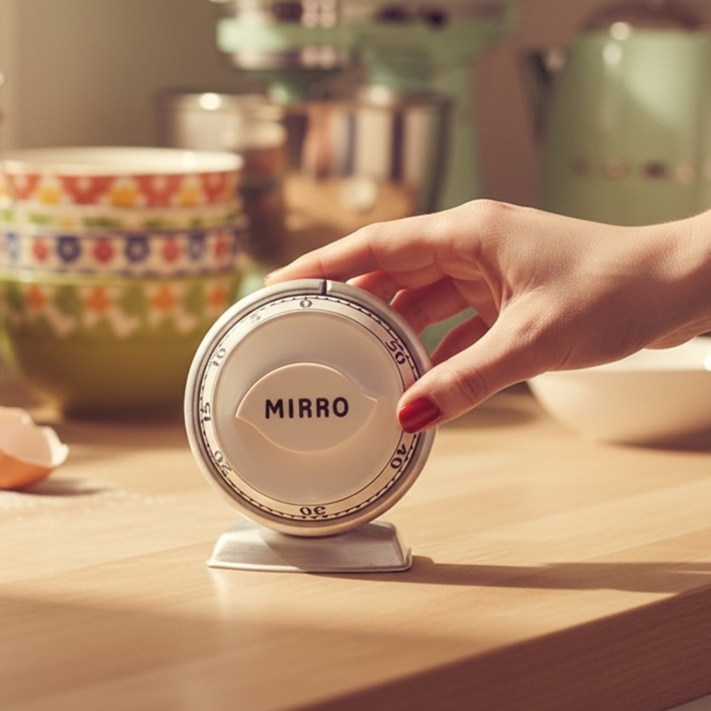 White Mechanical Kitchen Timer — Classic Countdown Timer